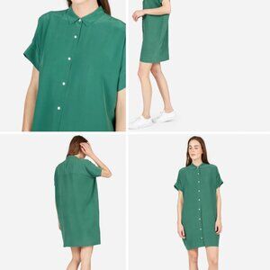 The Silk Square Shirt Dress in Moss | Everlane | 6